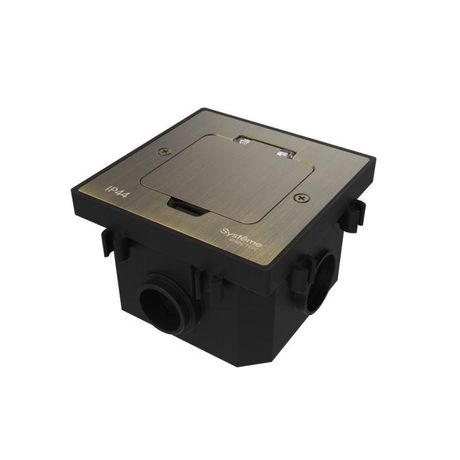 Лючок MultiDesk MDK20 на 2мод. IP44 с монтажной коробкой для бетонных полов античная латунь SE MDK20202BC APC