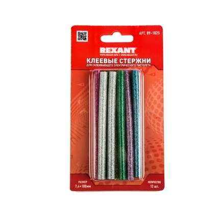 Стержень клеевой d7.4мм L100 разноцв. с блестками (уп.12шт) Rexant 09-1025 MEET