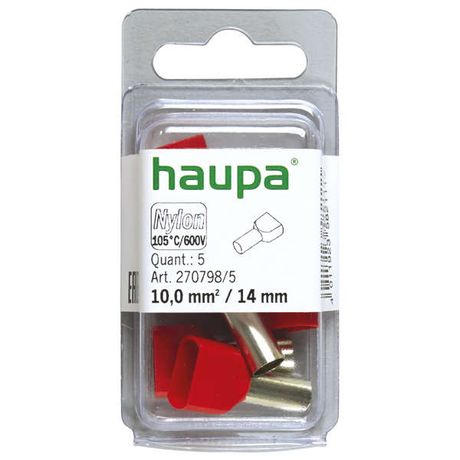 Конечная гильза для двух проводов цвет красный 10 /14 (упак. 5 шт.) - 270798/5 HAUPA