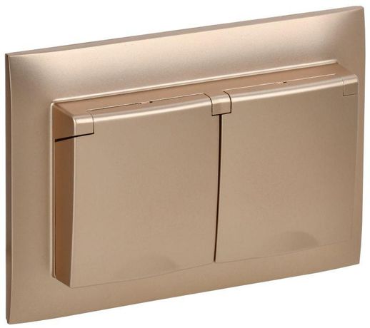 Розетка 2-м SKANDY 16А IP44 с крышкой в сборе SK-R12Sa песочн. IEK SK-R26-16-44-K98-F