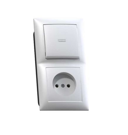 СЕЛЕНА Блок комбинированный с/у выключатель одноклавишный с подсв.+розетка 2К БКВР-417, белый - 8210 Кунцево