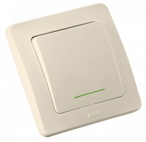 Выключатель одноклавишный скрытый с индикацией слоновая кость 16А - ВС16-312-01 HEGEL