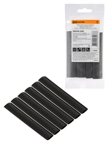 Набор трубок термоусаживаемых, клеевых "Моноцвет, черный 12,7/4,3 " | SQ0548-3208 TDM