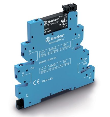 Интерфейсные модули реле MasterOUTPUT: Твердотельные реле, Винтовые клеммы, 1 выход 2A-24VDC, 24VDC - 392070249024 FINDER 39.20.7.024.9024