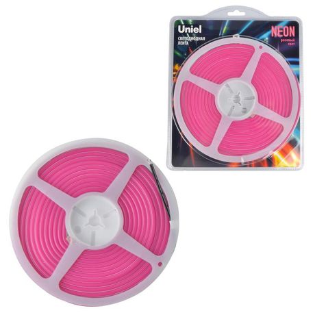 Гибкая светодиодная лента. NEON ULS-N01-2835-120LED/m-6mm-IP67-DC12V-9W/m-5M-PINK катушка 5м в блистере розовый свет - UL-00009090 Uniel