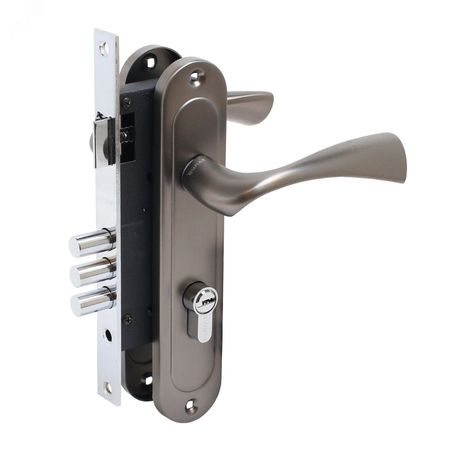 Замок врезной БУЛАТ ЗВ4-3.70.03.03 НОМОС графит 5 перф.кл. с/руч - 13972 ПТК