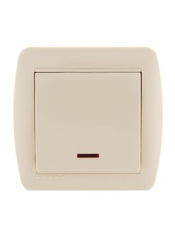 Выключатель 1-кл. ОП Demet 10А IP20 с подсветкой крем. LEZARD 711-0300-111