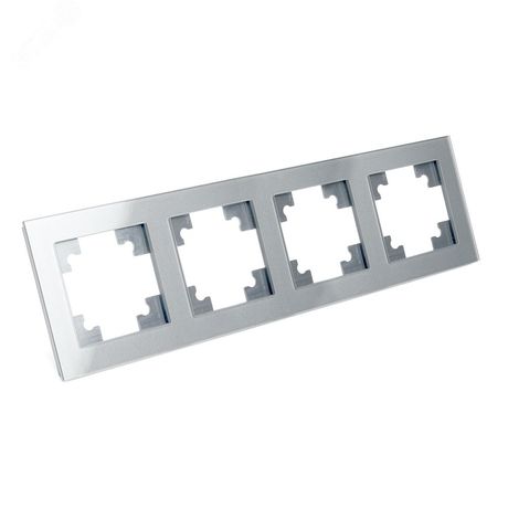 Рамка горизонтальная 4-местная, серия Катрин, GFR00-7004-03, серебро | 39534 STEKKER FERON
