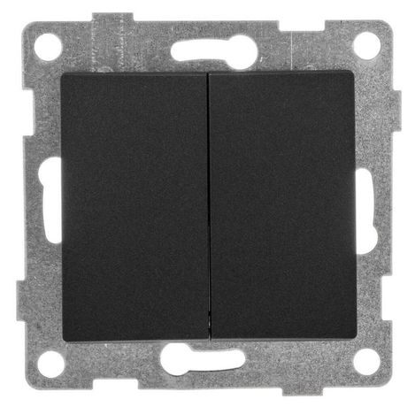 Выключатель двухклавишный Ugra, механизм, 10А, 250В, графит - С11В2-010 GUSI