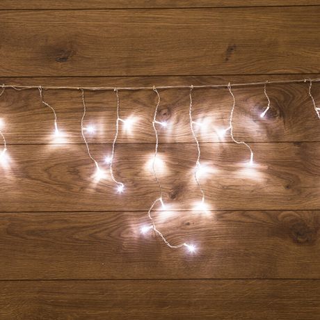 Гирлянда светодиодная "Айсикл" (бахрома) 1.8х0.5м 48LED бел. 4.1Вт 230В IP20 провод прозр. Neon-Night 255-015