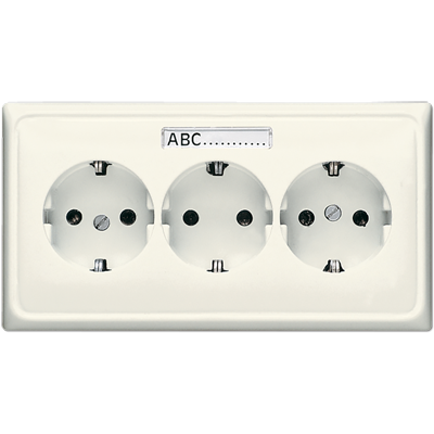 Розетка тройная с заземлением для кабельканалов; слоновая кость| CD523NA |Jung