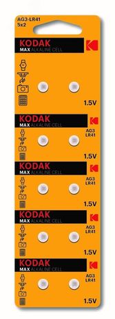 Батарейка Kodak AG3 (392) LR736, LR41 [KAG3-10] MAX Button Cell (100/1000/80000) - Б0044708 KODAK арт. Б0044708