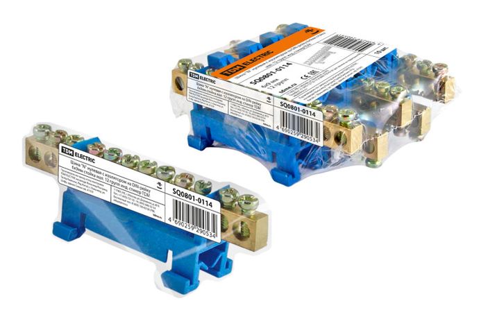 Шина "N" нулевая с изолятором на DIN-рейку 6x9мм стойка мал. 12 групп инд. стикер | SQ0801-0114 TDM