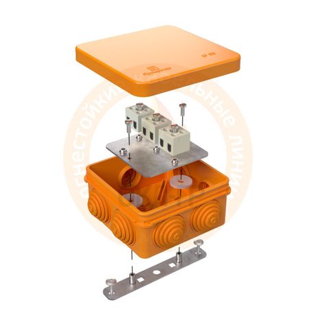 Коробка огнестойкая для о/п 40-0210-FR2.5-4-П Е15-Е120 с термо/предохранителем 80х80х40 IP55 4p, 2.5 мм.кв.| | Промрукав Строитель