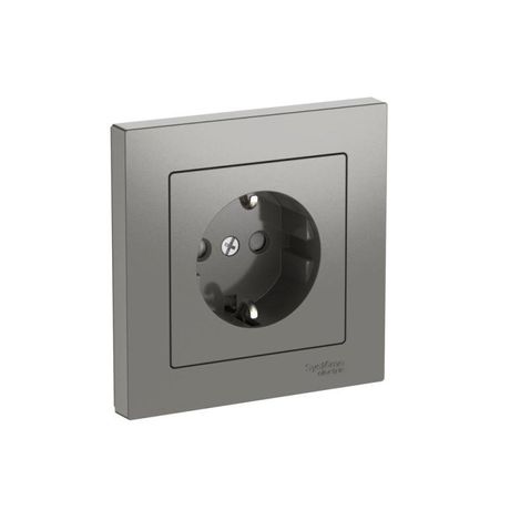 Розетка AtlasDesign 16А с заземл. защ. шторки быстрозажим. клем. в сборе сталь SE ATN000944S APC