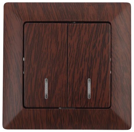 Выключатель двухклавишный скрытого монтажа с подсветкой венге 10А 250В Intro Solo 4-105-10 - Б0053599 ЭРА