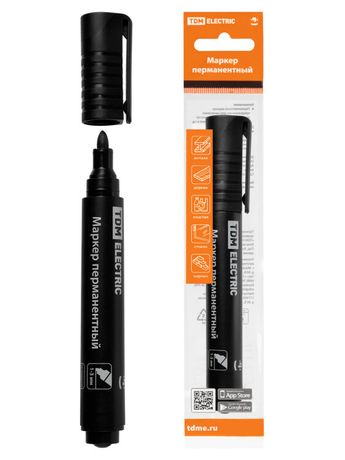 Маркер перманентный 1-3 мм, черный (пакет) круглый наконечник | SQ0594-0122 TDM