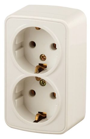 Розетка однофазная наружная (открытой установки) с заземлением без шторок слоновая кость 16А 250В IP20 3-204-10 Intro Polo - Б0053574 ЭРА