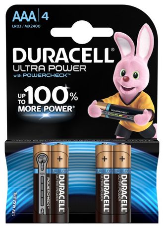 Элемент питания алкалиновый AAA/LR03-4BL Ultra Power (блист.4шт) Duracell Б0038762