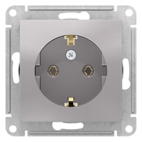 Механизм розетки 1-м СП ATLAS DESIGN с заземл. 16А алюм. SchE ATN000343 APC