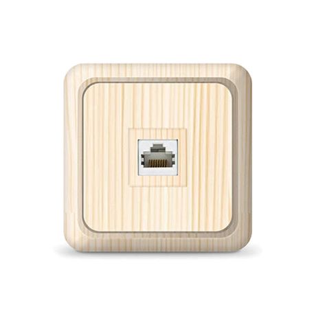 Розетка компьютерная одноместная Олимп,наружная, 1А, RJ45, сосна (еврослот) - 1078 Союз