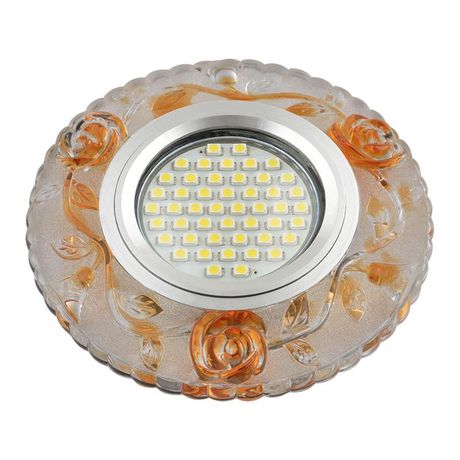Светильник декор.встр Luciole DLS-L150 GU5.3 GLASSY/GOLD доп.LED подсветка 3Вт, стекл,зерк./светло-коричневый. | UL-00003907 Fametto