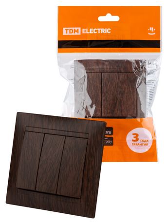 Выключатель 3-х кл. 10А венге "Лама" | SQ1815-0403 TDM