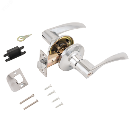 СТАНДАРТ 8901 BK CP хром - 10138 Ручка-защелка фалевая нажимная для межкомнатных дверей ПТК