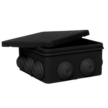 Коробка распределительная КМР-030-014 с крышкой (100х100х50), 10 мембр. вводов чёрная IP55 | plc-kmr2-030-014-b EKF