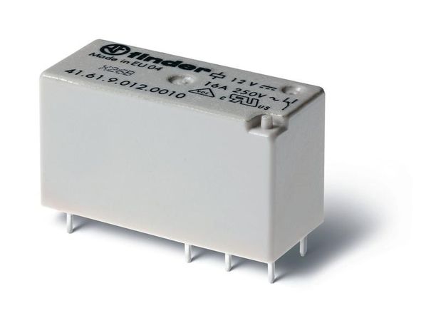 Низкопрофильное миниатюрное электромеханическое реле; монтаж на печатную плату; выводы с шагом 5мм; 1CO 16A; Контакты AgSnO2 | 416190124011 Finder 41.61.9.012.4011