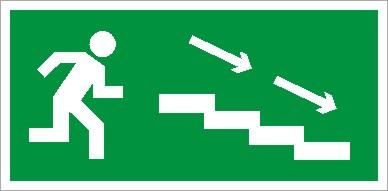 Пиктограмма ПЭУ 004 "По лестнице вниз направо" 260х117 бел. oracal URAN STANDARD СТ 2502004970 Световые Технологии