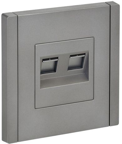 Розетка компьютерная 2-м RJ45 кат.6 FORTE&PIANO FP534 сталь IEK FP-K20-2-K46