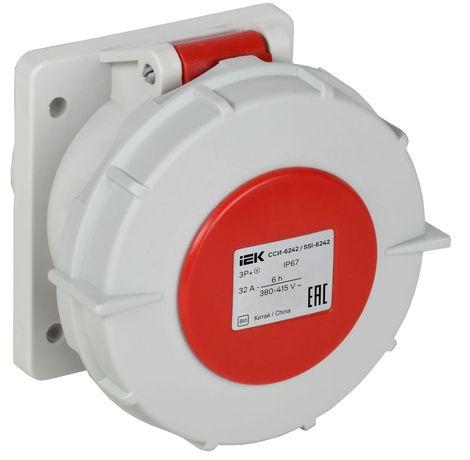 Розетка встраиваемая прямая ССИ-6242 32А 4п 3P+PE 6ч 380В IP67 IEK PSR62-032-4-0-67 IEK (ИЭК) арт. PSR62-032-4-0-67