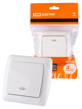Перекрестный выключатель 1-кл. 10А белый "Онега" | SQ1805-0062 TDM