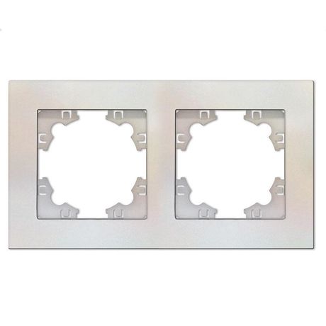 Рамка двухместная горизонтальная серия Афина жемчуг (еврослот) - A0044-OBr Союз