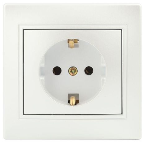 Розетка однофазная скрытого монтажа, в рамку с заземлением без шторок перламутр 16А 250В IP20 1-202-06 Intro Plano - Б0053883 ЭРА