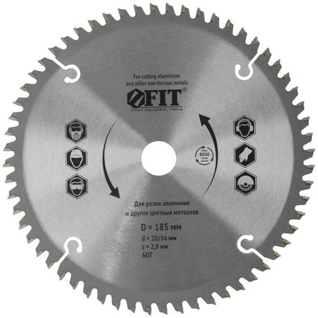 Диск пильный для циркулярных пил по алюминию 185 x 20/16 60T - 37790 РОС