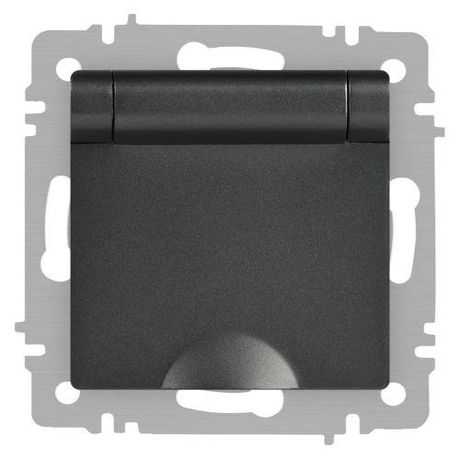 Розетка однофазная скрытого монтажа, в рамку с заземлением без шторок графит крышкой 16А 250В IP20 винтовые зажимы 6-203-07 Intro Accent - Б0063441 ЭРА