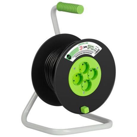 Удлинитель силовой ЭРА GREEN LINE KAT-2x1.5-40m Greenline на катушке пластик 4 розетки без заземления 40м ПВС 2x1.5мм2 | Б0065088