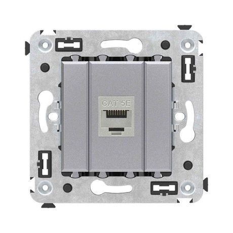 Компьютерная розетка RJ-45 без шторки в стену, кат.5e одинарная экранированная, "Avanti", "Закаленная сталь" | 4404763 DKC ДКС