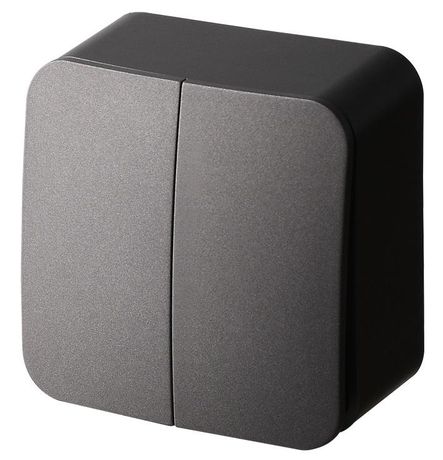 Выключатель двухклавишный проходной накладного монтажа цвет антрацит 6+6 10AX 250В - FS3022B Jasmart