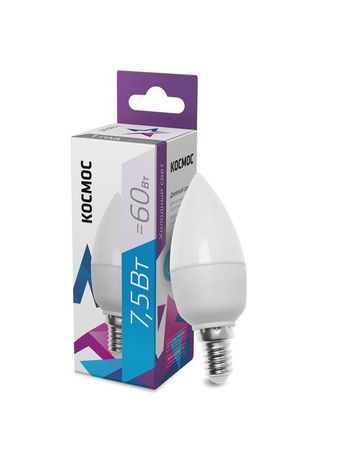 Лампа светодиодная LED 7.5Вт CN 220В Е14 D37х99 6500К холодный 600лм Космос - LkecLED7.5wCNE1465