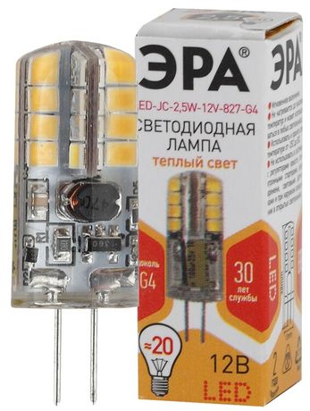 Лампа светодиодная LED 2,5 Вт 200Лм 2700К капсула теплый G4 12В JC-2,5W-12V-827-G4 Standart - Б0033191 ЭРА