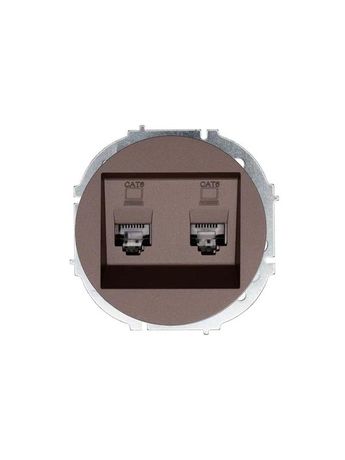 Розетка компьютерная 2-м СП OSEN кат.6 с модулем механизм шоколад LEZARD 743-7388-142
