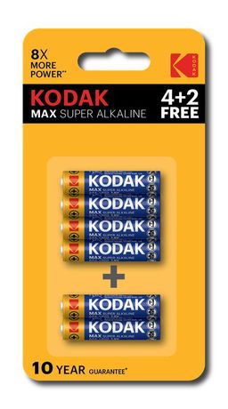 Батарейка LR03-4+2BL MAX SUPER Alkaline - Б0064252 Kodak KODAK арт. Б0064252