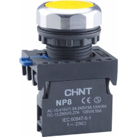 Кнопка управления NP8-10BND 1НО желтая AC/DC24В(LED) IP65 (R) | 667320 CHINT