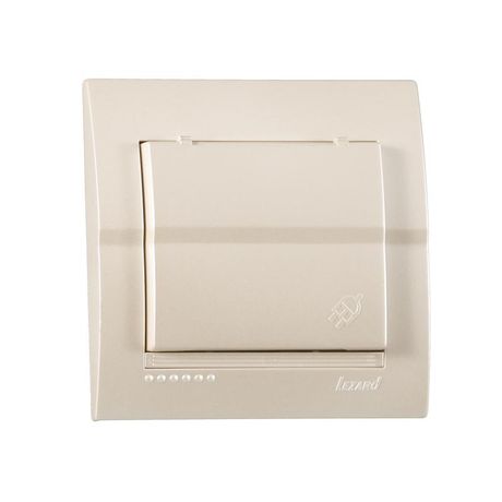 Розетка 1-м СП Deriy с заземл. защ. крышкой бакелит жемчуж./бел. перламутр. LEZARD 702-3030-123B