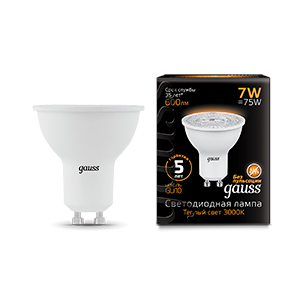 Лампа светодиодная LED 7 Вт 600 лм 3000К AC150-265В GU10 софит MR16 теплая Black Gauss - 101506107