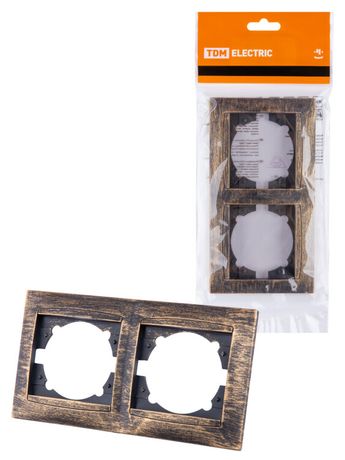 Рамка 2-х постовая горизонтальная старинная бронза "Лама" | SQ1815-0776 TDM