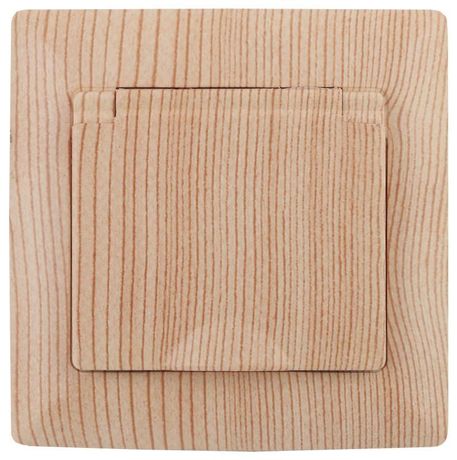 Розетка СП Solo 4-203-11 16А 250В 2P+E Schuko с крышкой сосна Intro Б0043325 ЭРА